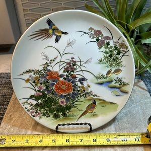 Vintage Porcelain Ceramic Display Plate Japanese Oriental Phoenix Japan Blossom